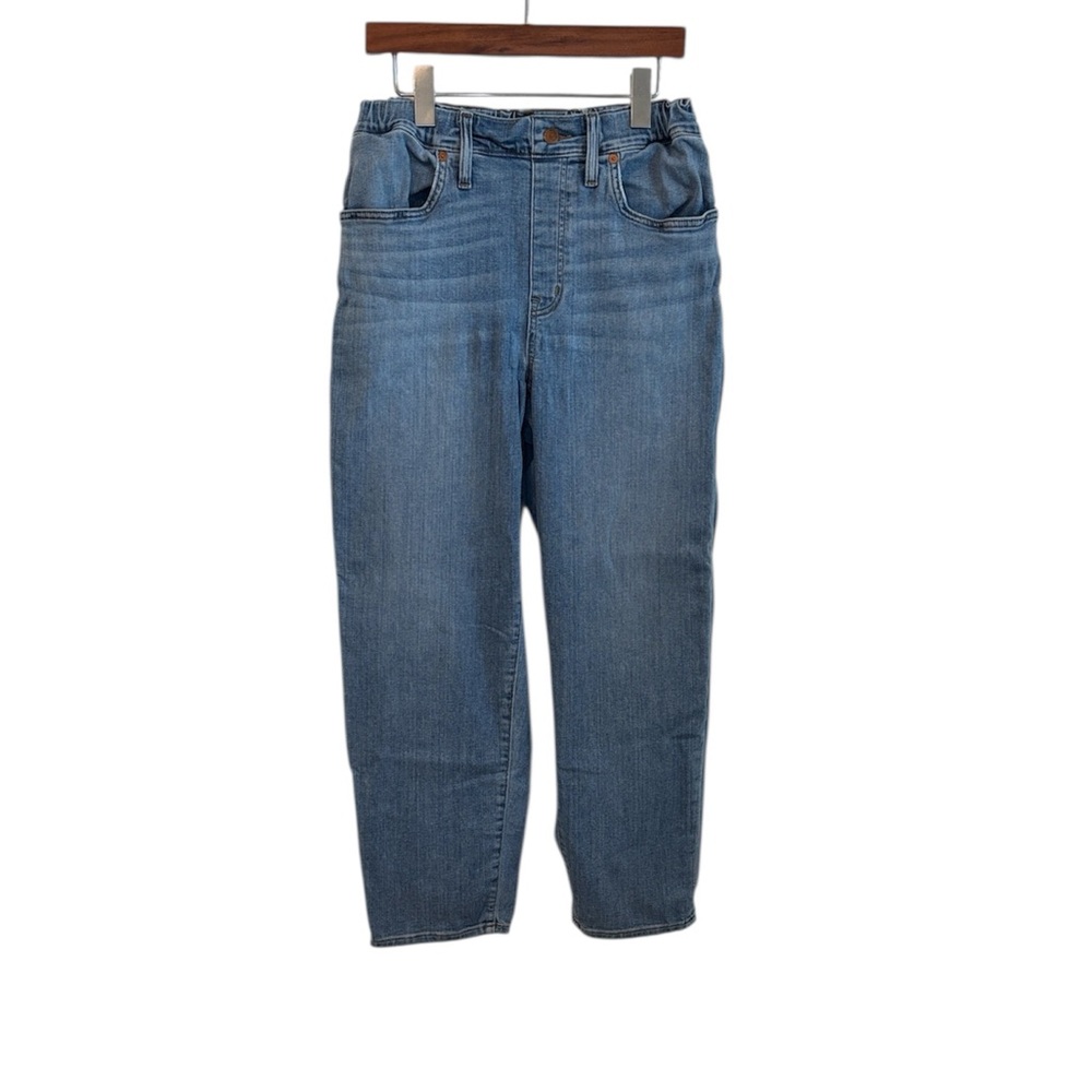 Madewell Light Wash Denim Pull On Slouch Jeans With Elastic Waist 28